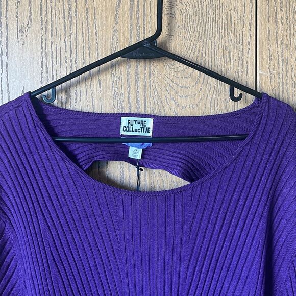 NEW Future Collective Purple Twisted Back Ribbed Sweater Size 2X - Picture 8 of 13